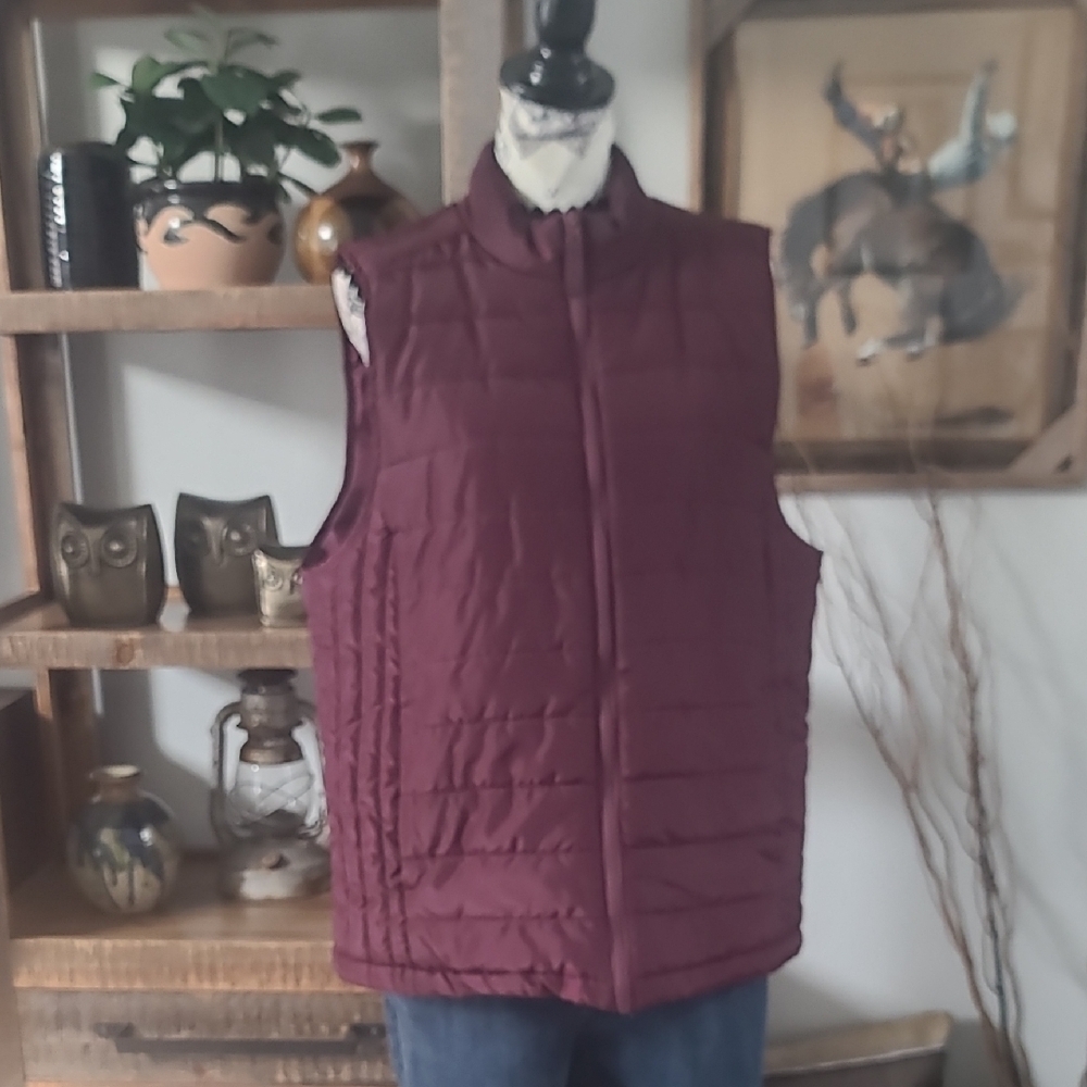 Dip Quilted Maroon Puffer Vest - Classic Sleeveless Jacket